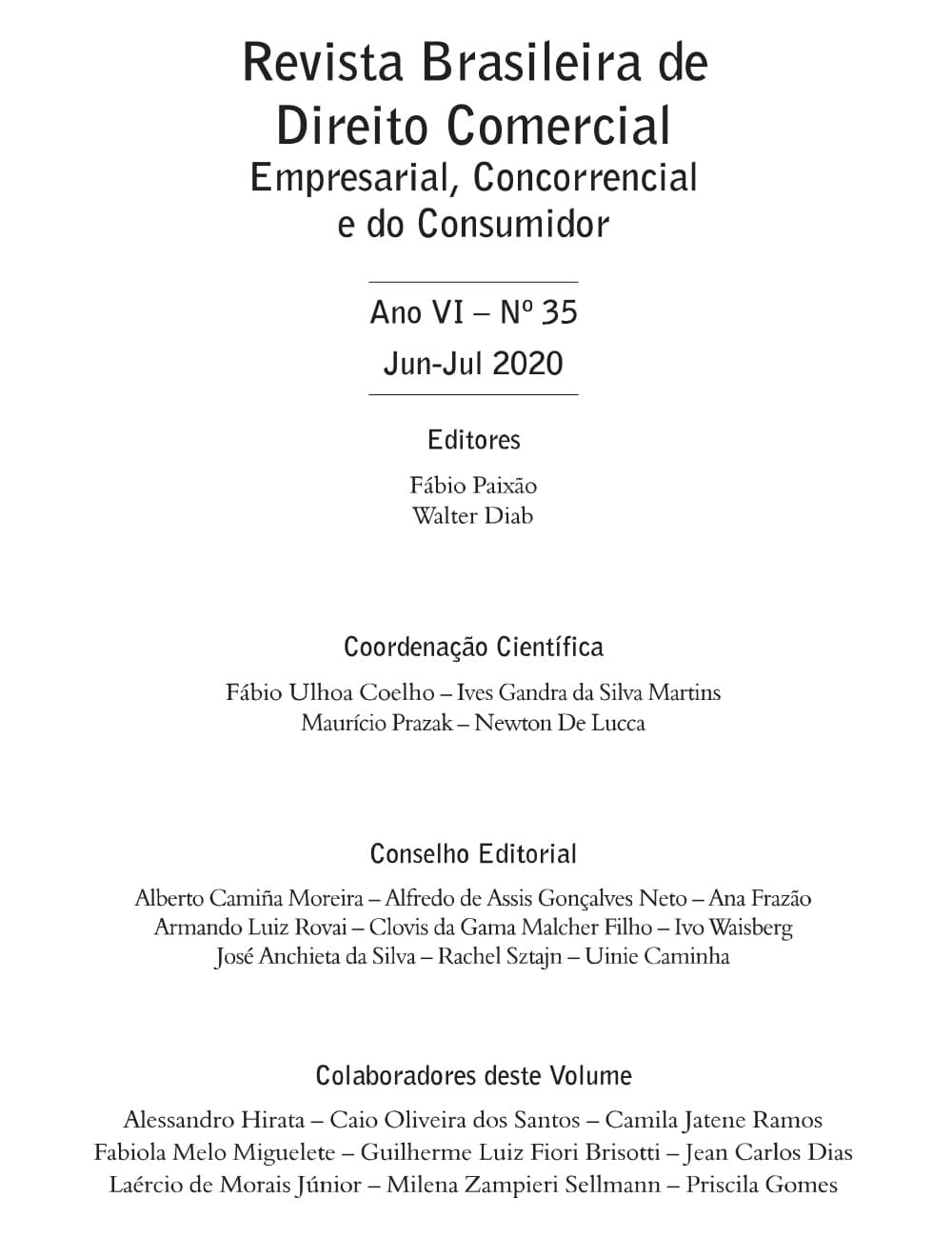 Revista Brasileira de Direito Comercial, Empresarial, Concorrencial e do Consumidor